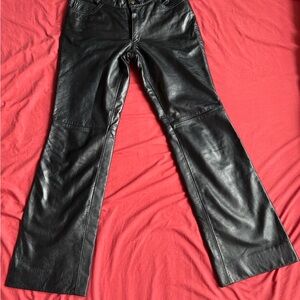 Vintage Black Leather Wide Leg Pants